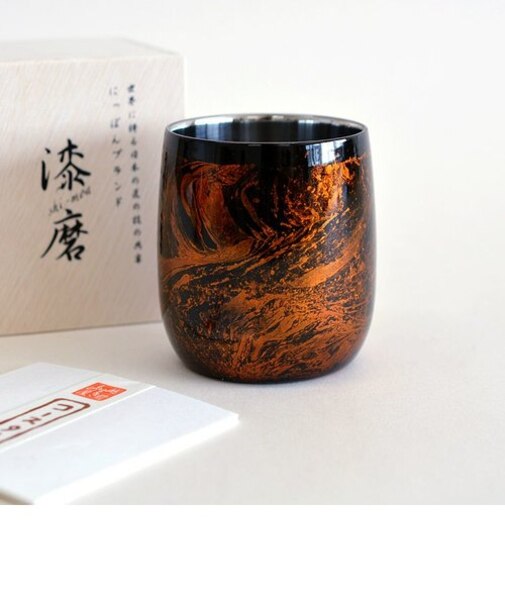 漆磨 カップ ダルマ 白檀 黒