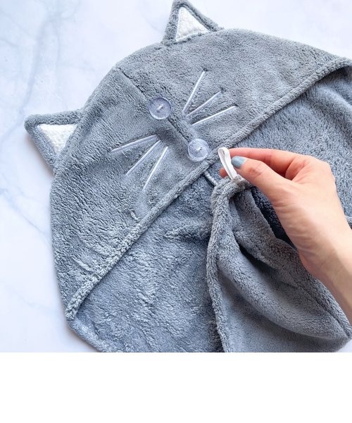 ネコの速乾ヘアタオル グレー｜シュガーシービューティーの通販｜&mall