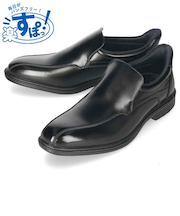 手を使わず履ける ビジネスシューズ スリッポン スリップイン 履きやすい 本革 革靴 防水 ストレートチップ 幅広 ゆったり 3E メンズ ブラック 黒 ブラウン プレーントゥ 冠婚葬祭 就活 フォーマル リクルート 紐靴 楽すぽっ