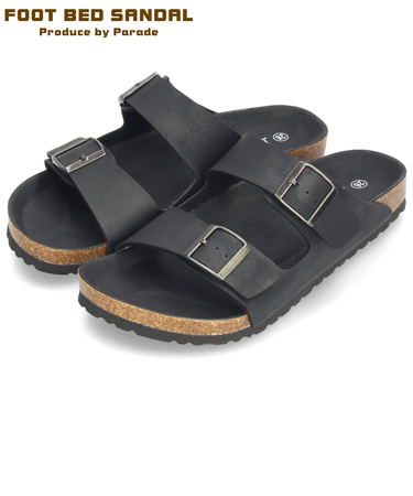 サンダル メンズ おしゃれ フットベッド 2本ベルト コンフォートサンダル カジュアル シンプル ブラック ネイビー ホワイト グレー ベージュ Parade 2212
