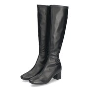 ロングブーツ ストレッチ ブーツ レディース ヒール 黒 ブラック 6274 スエード チャンキー スクエアトゥ 細身 スリム 太ヒール 軽量 靴 Parade