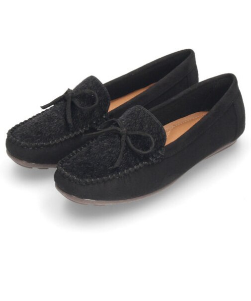 フラットシューズ レディース 靴 モカシン スリッポン 抗菌 防臭 軽量 デッキシューズ ハラコ リボン おしゃれ フラット ぺたんこ Parade 18500