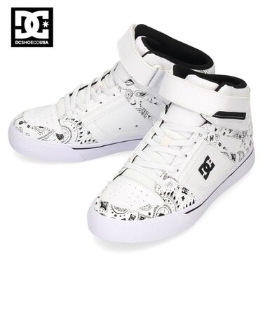 DC シューズ キッズ ジュニア スニーカー ハイカット 白 ブラウン PURE HIGH-TOP SE EV SN ペイズリー モノグラム DK241006