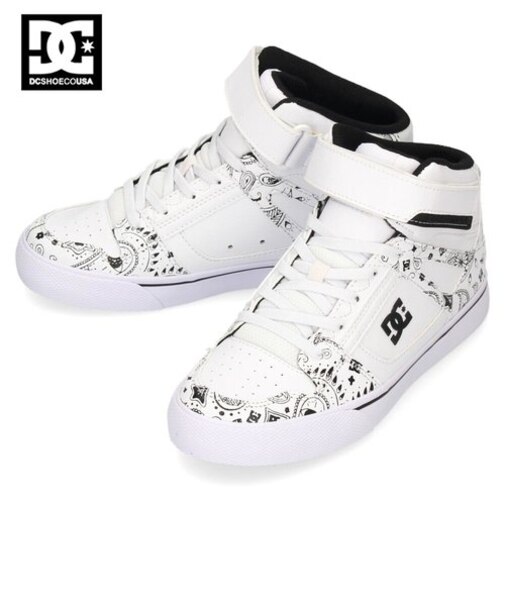 DC シューズ キッズ ジュニア スニーカー ハイカット 白 ブラウン PURE HIGH-TOP SE EV SN ペイズリー モノグラム DK241006