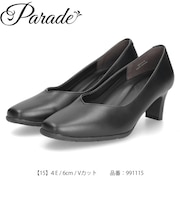 パンプス ローヒール 冠婚葬祭 フォーマル幅広 痛くない ブラック ビジネス ゆったり 3E 4E 太めヒール 防水 防滑 防臭 黒パンプス Parade