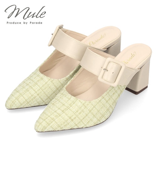 ミュール パンプス レディース ベルト きれいめ サンダル かかと