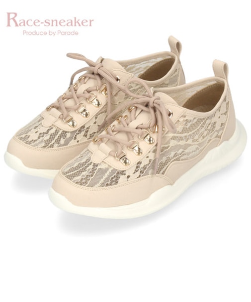 レディース スニーカー レース きれいめ カジュアル 大きいサイズ 軽量 ローカット 白 黒 Parade 991701