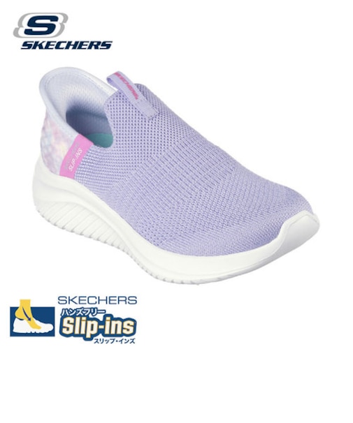 スケッチャーズ スリップインズ キッズ ジュニア 女の子 スニーカー スリッポン ブラック 黒 パープル 303801L ハンズフリー シューズ