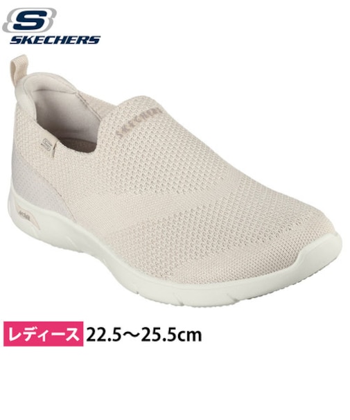 スケッチャーズ スニーカー レディース スリッポン 靴 ブラック グレー ナチュラル 黒 SKECHERS アーチフィット リファイン 104545