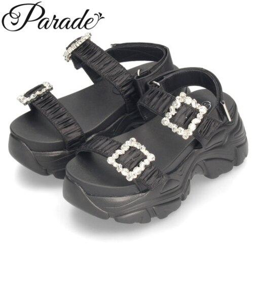 サンダル レディース 厚底 ぺたんこ ベルト スポサン スポーツサンダル 2本ベルト 歩きやすい キレイめ アウトドア フェス Parade 415