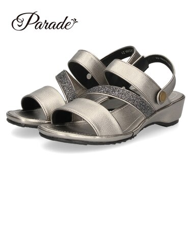 サンダル レディース 疲れない つっかけ ストラップ 2way コンフォートサンダル 履きやすい 黒 大きいサイズ 靴 パレード 5165 Parade