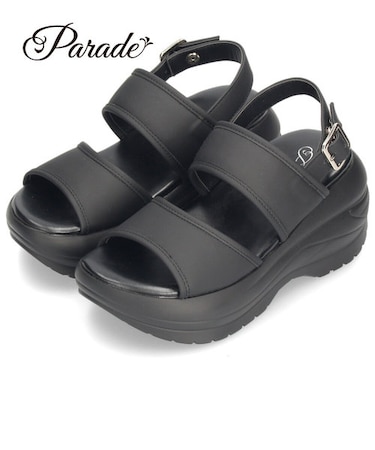 サンダル レディース 厚底 ベルト ストラップ スポーツサンダル 黒 白 太ベルト 歩きやすい スポサン Parade パレード 836