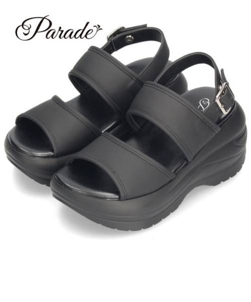 サンダル レディース 厚底 ベルト ストラップ スポーツサンダル 黒 白 太ベルト 歩きやすい スポサン Parade パレード 836