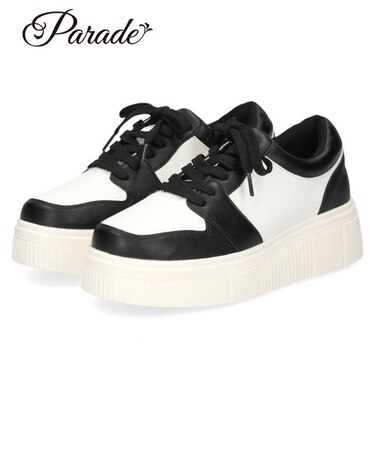 スニーカー レディース 靴 ローカット 厚底 ボリュームソール バイカラー カジュアル スタイルアップ 軽量 Parade CT-7433 パレード