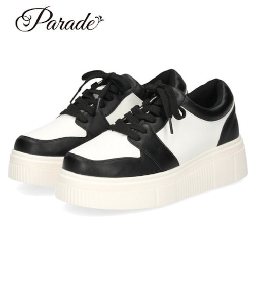 スニーカー レディース 靴 ローカット 厚底 ボリュームソール バイカラー カジュアル スタイルアップ 軽量 Parade CT-7433 パレード