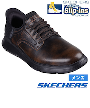 スケッチャーズ スリップインズ メンズ ガルザ カービン 革靴 スニーカー スリッポン ゴム紐 SKECHERS 本革 ノーマル幅