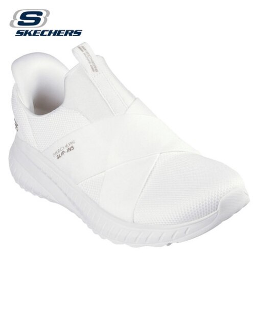 スケッチャーズ スリップインズ レディース スニーカー 厚底 スリッポン  ボブス スポート スクワッド カオス 117505 BBK WHT