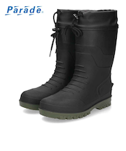 長靴 メンズ ハーフ 軽量 防水 農作業 屈曲性 柔軟性 雪 滑りにくい 除雪 レインブーツ ガーデニング Parade 5901 ブラック 黒