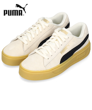 プーマ スニーカー レディース 厚底 白 黒 シューズ スマッシュプラットフォーム V3 PUMA 391942 本革 ローカット