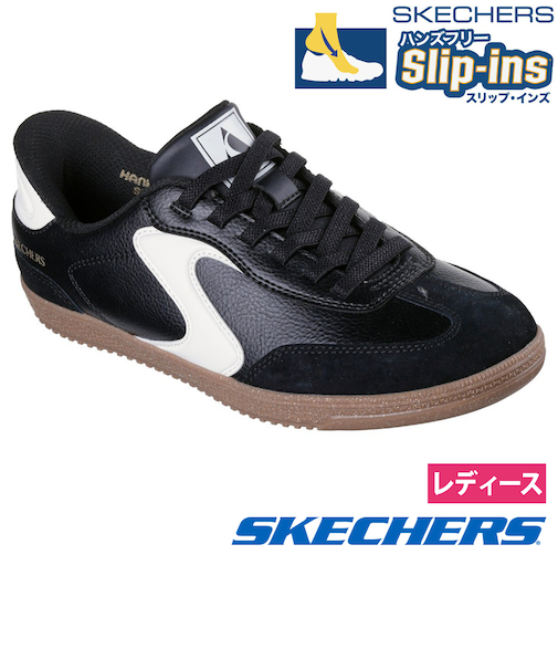 スケッチャーズ スリップインズ レディース スニーカー スリッポン 黒 白 Slip-ins ホットショット 185322 ハンズフリー シューズ SKECHERS