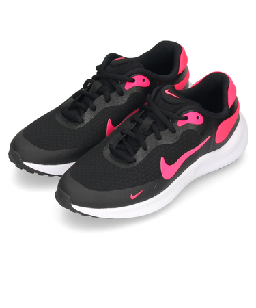 ナイキ キッズ ジュニア スニーカー 靴 NIKE レボリューション7 GS FB7689 002 ブラック ピンク ランニング 運動靴 通学