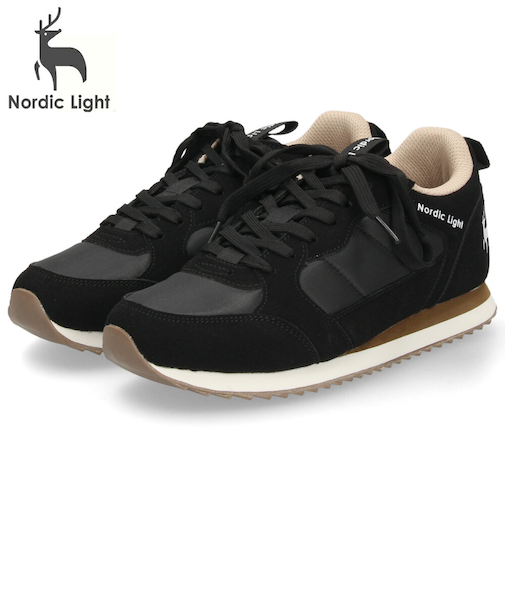 スニーカー レディース きれいめ 軽量 黒 ブラック 通勤 通学 シンプル かわいい おしゃれ 北欧 歩きやすい ノルディックライト 靴 NL0040F