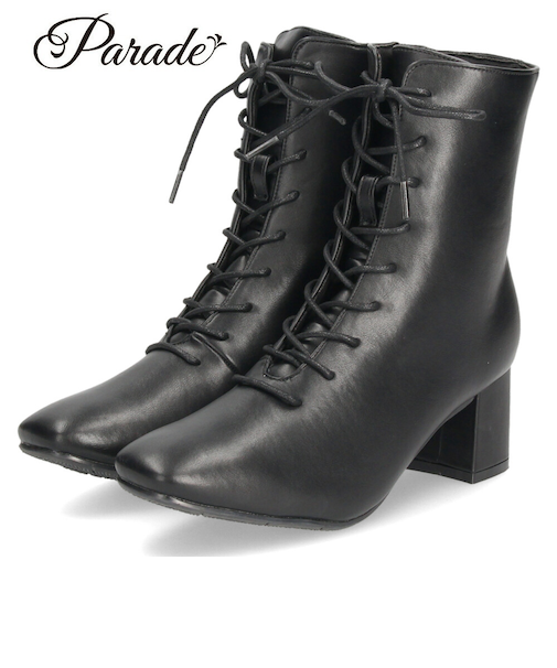 ショートブーツ レディース ブーツ 靴 防水ブーツ レースアップブーツ 内側ファスナー付き  ヒール 6cm パレード 6023WK Parade