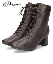 ショートブーツ レディース ブーツ 靴 防水ブーツ レースアップブーツ 内側ファスナー付き ヒール 6cm パレード 6023WK Parade