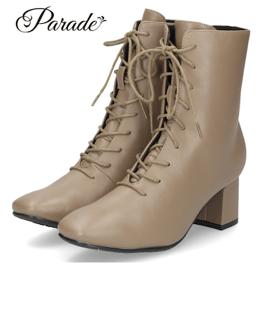 ショートブーツ レディース ブーツ 靴 防水ブーツ レースアップブーツ 内側ファスナー付き  ヒール 6cm パレード 6023WK Parade