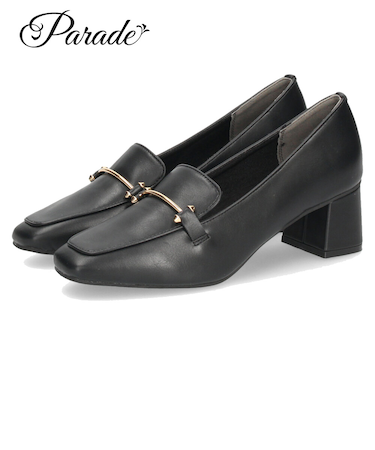 ローファー レディース パンプス スクエアトゥ ビット付き 歩きやすい 柔らか素材 オフィス 通勤 通学 カジュアル パレード 51106 Parade ブラック ベージュ