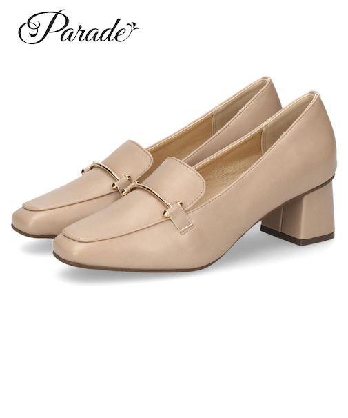 ローファー レディース パンプス スクエアトゥ ビット付き 歩きやすい 柔らか素材 オフィス 通勤 通学 カジュアル パレード 51106 Parade ブラック ベージュ