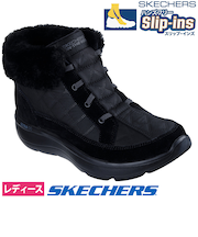 スケッチャーズ スリップインズ レディース ブーツ ショート 黒 防滑 撥水 軽量 防寒ブーツ SKECHERS Slip－ins オン ザ ゴー アンコール 144841 暖かい 滑らない ゴム紐 ノーマル幅