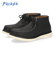 ブーツ メンズ モカシン 防水 カジュアル モカシンブーツ ブラック ブラウン 黒 茶 靴 レースアップ 通勤 通学 普段使い ショートブーツ ファッション かっこいい おしゃれ パレード 4831 Parade