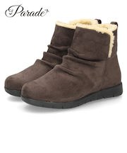 ブーツ レディース 幅広 防水 靴 ショートブーツ 3E あったかい 保温 黒 ブラック 履きやすい おしゃれ かわいい シンプル ローヒール 冬 晴雨兼用 パレード 52909 Parade