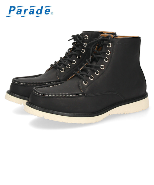 ブーツ メンズ 防水 防滑 黒 ハイカット 紐 レースアップ ブラック