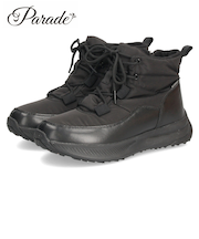 ブーツ レディース スノーブーツ サイドジップ 靴 ショートブーツ 保温 防水 撥水 防寒 防滑 黒 ブラック 冬 パレード  52913 Parade レースアップ