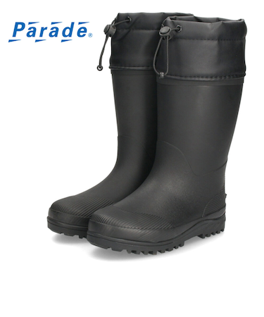 長靴 キッズ 男の子 女の子 雪 雨 滑りにくい フード 屈曲性 柔らかい 通学 スノーブーツ レインブーツ 防水 防寒 ブラック Parade 1006