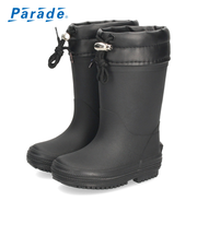 長靴 キッズ 男の子 女の子 レインブーツ 雨 雪 ロング丈 防寒 保温 防滑 柔らかい スノーブーツ 滑りにくい ブラック 黒 通園 通学 Parade パレード 56602