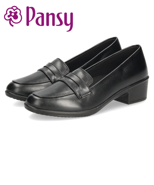 パンプス 痛くない 柔らかい 幅広 黒 オフィスシューズ レディース ローファー プレーンパンプス 日本製 靴 パンジー 4087 4088 PANSY