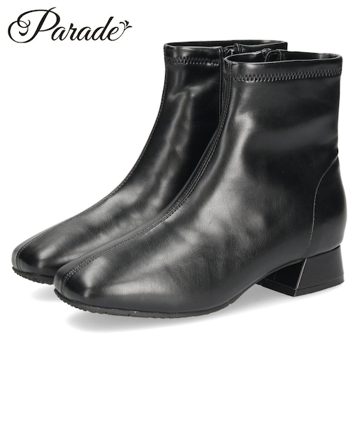 ショートブーツ レディース レインシューズ  防水 晴雨兼用 滑りにくい ストレッチ素材 ファスナー Parade パレード YDSB9100R