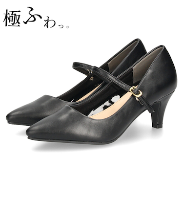 パンプス 結婚式 太ヒール ワンストラップ 痛くない 柔らかい 二次会 パーティ ビジネス 仕事 6cmヒール 19035 極ふわっ Parede レディース