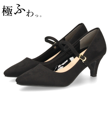 パンプス 結婚式 太ヒール ワンストラップ 痛くない 柔らかい 二次会 パーティ ビジネス 仕事 6cmヒール 19035 極ふわっ Parede レディース