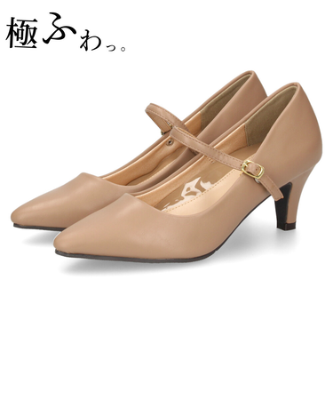 パンプス 結婚式 太ヒール ワンストラップ 痛くない 柔らかい 二次会 パーティ ビジネス 仕事 6cmヒール 19035 極ふわっ Parede レディース