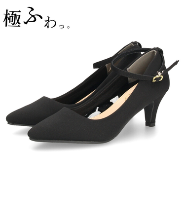 パンプス 結婚式 ストラップ 痛くない ウエディング 二次会 太ヒール 6cmヒール レース アンクルストラップ 19038 極ふわっ Parade