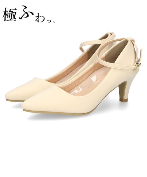パンプス 結婚式 ストラップ 痛くない ウエディング 二次会 太ヒール 6cmヒール レース アンクルストラップ 19038 極ふわっ Parade