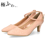 パンプス 結婚式 ストラップ 痛くない ウエディング 二次会 太ヒール 6cmヒール レース アンクルストラップ 19038 極ふわっ Parade