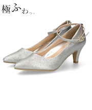 パンプス 結婚式 ストラップ 痛くない ウエディング 二次会 太ヒール 6cmヒール レース アンクルストラップ 19038 極ふわっ Parade