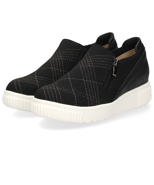 レディース スリッポン 軽量 スニーカー 疲れない 黒 カジュアル シューズ ブラック 靴 パータム リュクス 40031 PARTAM LUXE