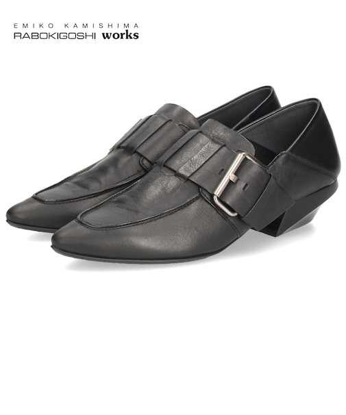 ラボキゴシ ワークス レディース パンプス 本革 ブラック 黒 ベージュ ローヒール 2WAY 靴 12805 RABOKIGOSHI works 日本製