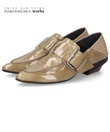 ラボキゴシ ワークス レディース パンプス 本革 ブラック 黒 ベージュ ローヒール 2WAY 靴 12805 RABOKIGOSHI works 日本製